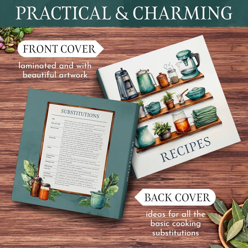 FAYAN Recipe Binder Organizer, 3 Ring Silver Cookbook Binder with 30 Recipe Pages, 30 Plastic Sleeves, 9 Full Color Dividers 11x12x2 Inch, Recipe Organizer - Image 4